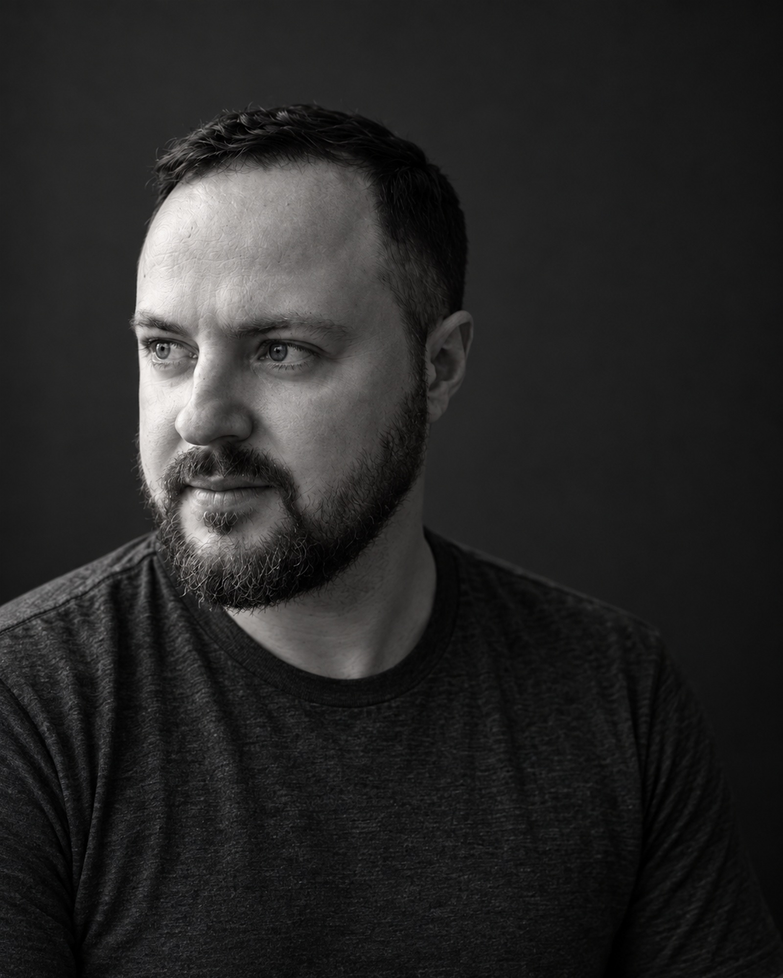The founder of SurpassLife, in black and white.